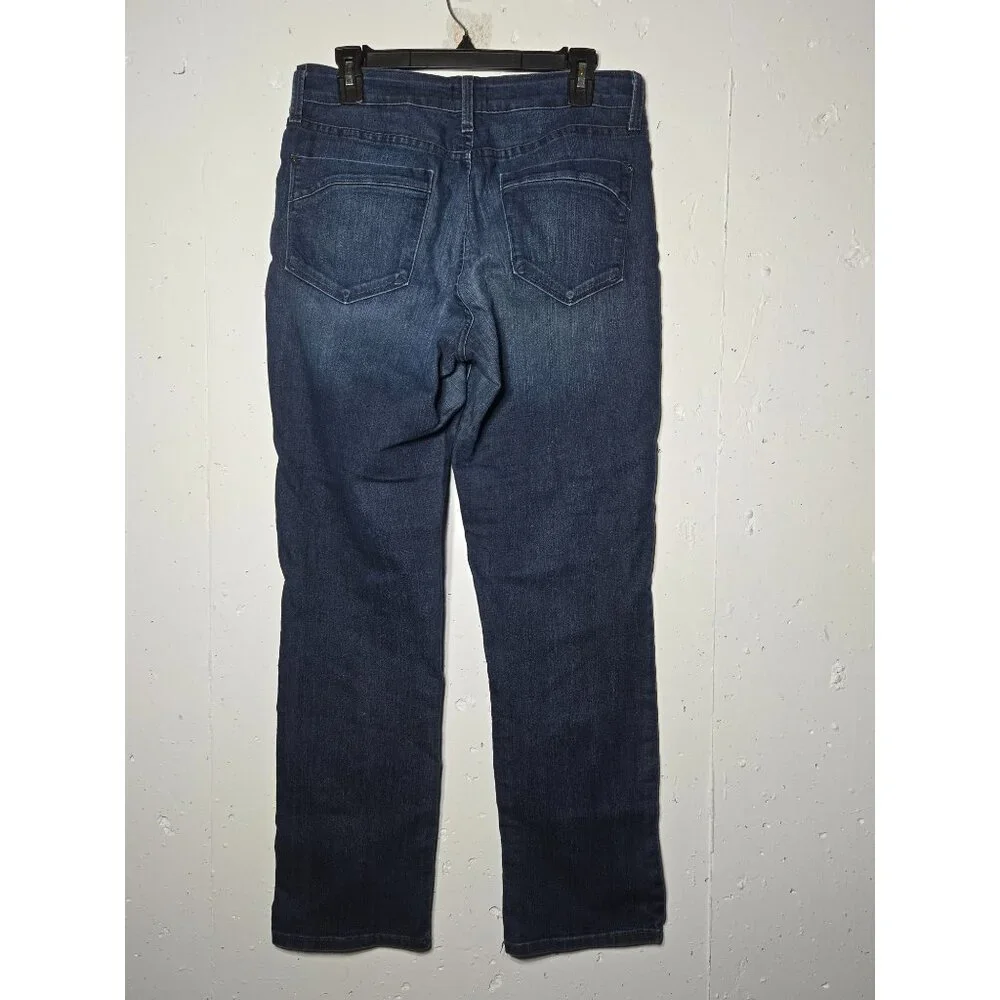 NYDJ Women Lift Tuck Technology Burbank Straight Denim Blue Jeans Size 8 Stretch